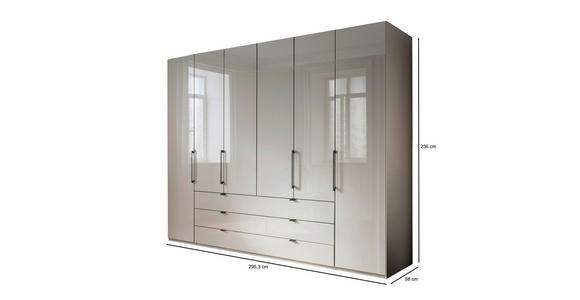 KLEIDERSCHRANK 300/236/58 cm 6-türig  - Schieferfarben/Grau, KONVENTIONELL, Glas/Holzwerkstoff (300/236/58cm) - Novel