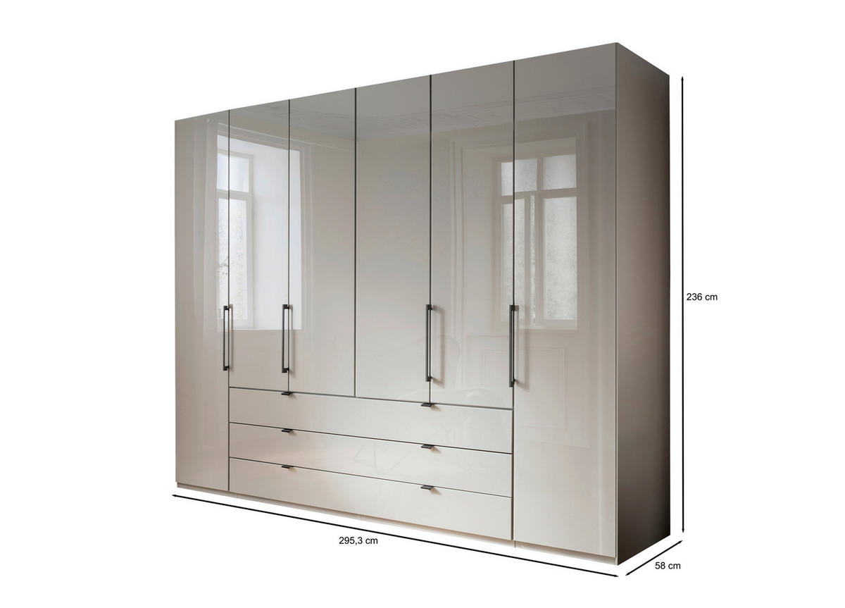 KLEIDERSCHRANK  in Grau  - Schieferfarben/Grau, KONVENTIONELL, Glas/Holzwerkstoff (300/236/58cm) - Novel