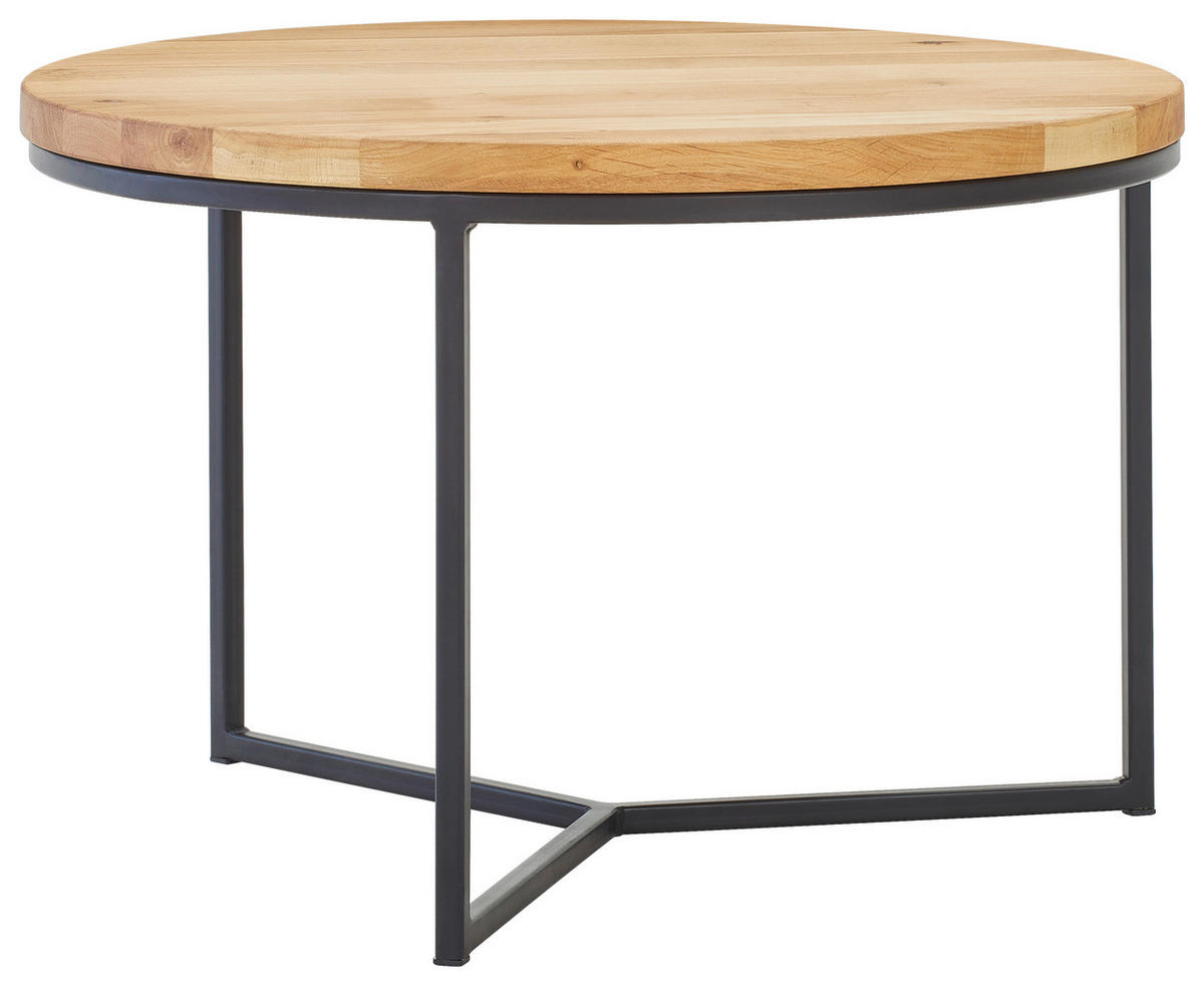 COUCHTISCH Holz 60/60/37 cm  - Eichefarben/Schwarz, Design, Holz/Metall (60/60/37cm) - Linea Natura