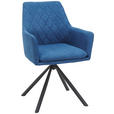ARMLEHNSTUHL  in Eisen Webstoff  - Blau/Schwarz, Design, Textil/Metall (62/88/61cm) - Hom`in