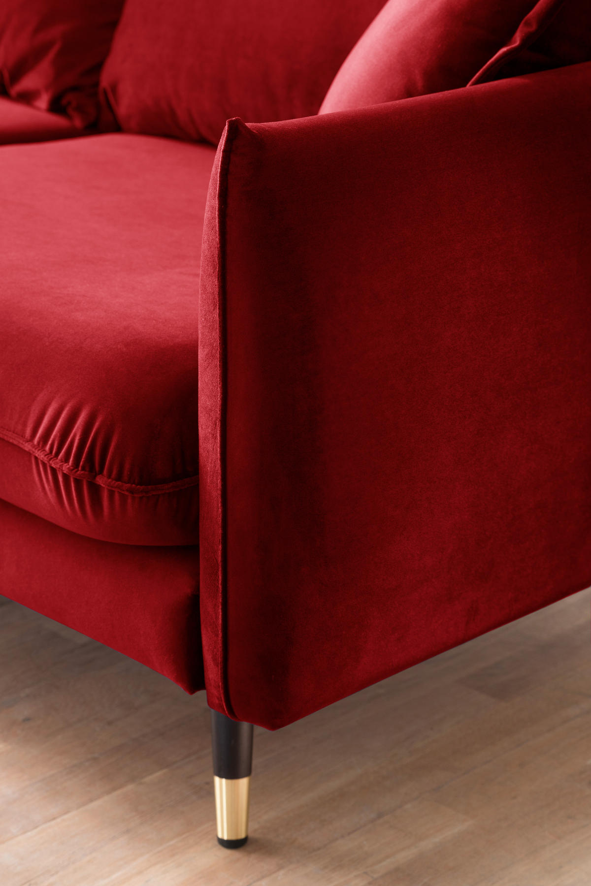 ECKSOFA Eckteil  ROSSANA-REC.2S Dunkelrot Samt  - Dunkelrot, MODERN, Holz/Textil (258/160cm) - MID.YOU