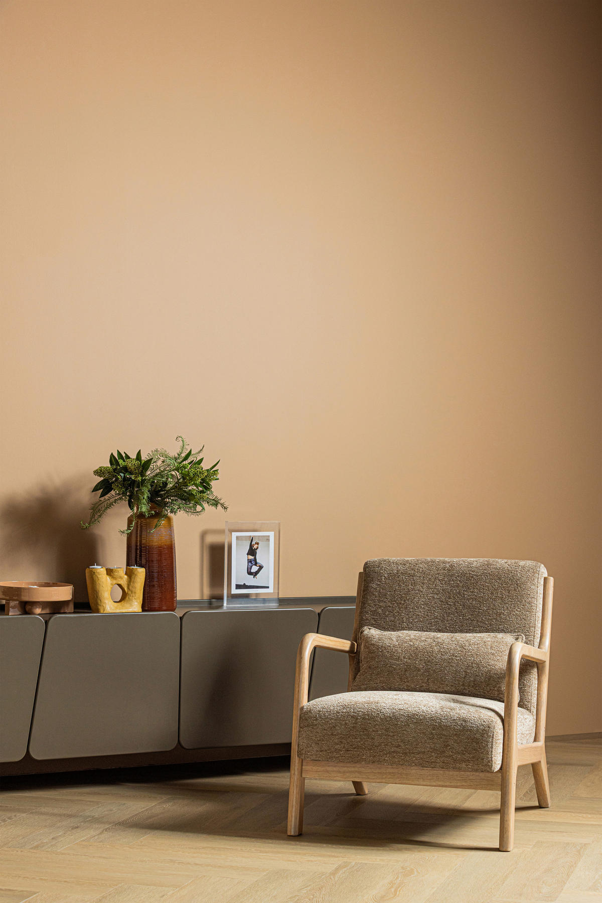 SESSEL in Chenille Sandfarben  - Sandfarben/Naturfarben, MODERN, Holz/Textil (67/75/82cm) - Livetastic