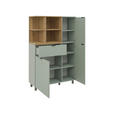 HIGHBOARD Eichefarben, Salbeigrün  95,3/146,2/37 cm  - Eichefarben/Salbeigrün, MODERN, Holzwerkstoff/Metall (95,3/146,2/37cm) - Carryhome