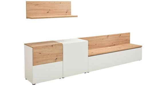WOHNWAND 4-teilig  in Weiß, Eiche Artisan  295/65/42 cm  - Schwarz/Weiß, MODERN, Holzwerkstoff/Kunststoff (295/65/42cm) - Carryhome