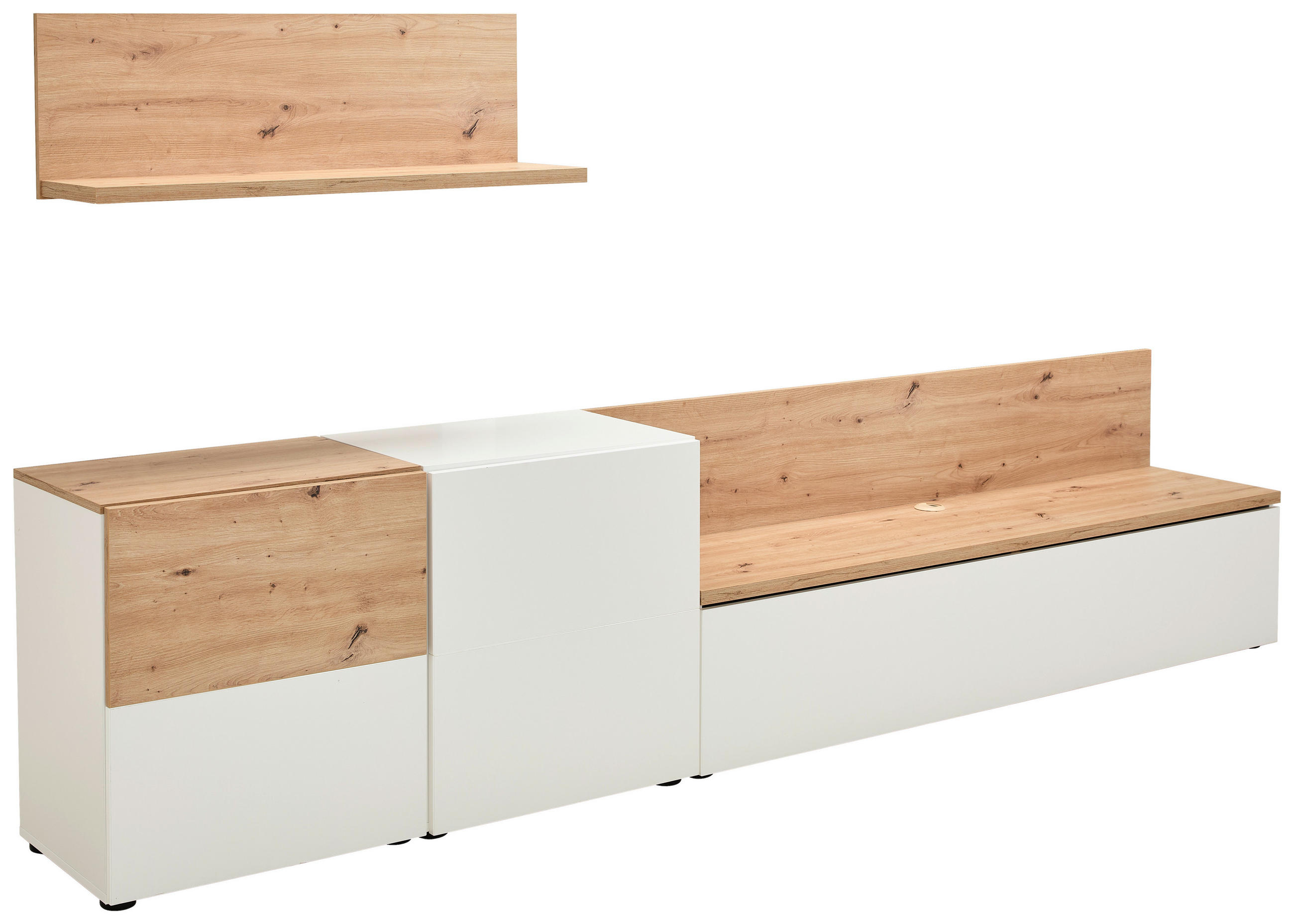WOHNWAND 4-teilig  in Weiß, Eiche Artisan  295/65/42 cm  - Schwarz/Weiß, MODERN, Holzwerkstoff/Kunststoff (295/65/42cm) - Carryhome