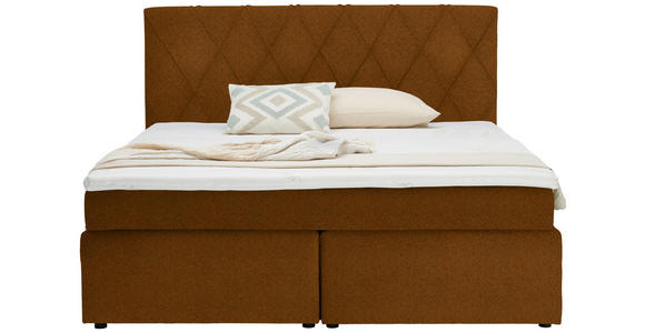 BOXSPRINGBETT 180/200 cm in Cognac - Cognac/Schwarz, Design, Kunststoff/Textil (180/200cm) - Xora