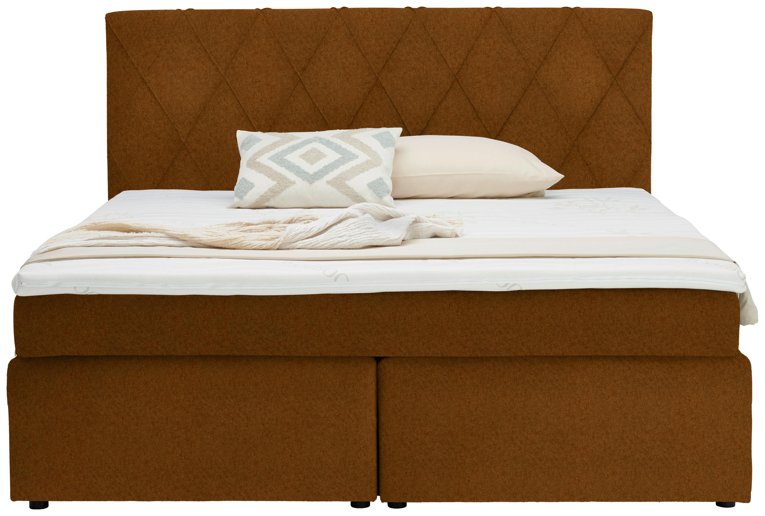 BOXSPRINGBETT 160/200 cm  in Cognac  - Cognac/Schwarz, Design, Holzwerkstoff/Kunststoff (160/200cm) - Xora