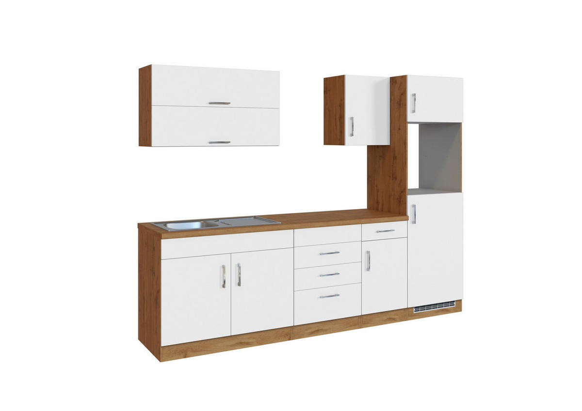 KÜCHENLEERBLOCK 270 cm   in Weiß  - Eichefarben/Weiß, MODERN, Holzwerkstoff (270cm) - Held