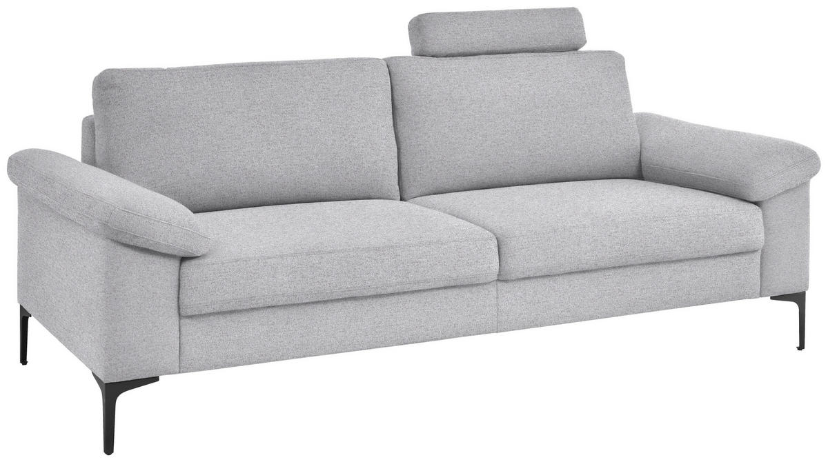 3-SITZER-SOFA in Flachgewebe Hellgrau  - Hellgrau/Schwarz, Design, Textil/Metall (226/89/97cm) - Pure Home Lifestyle