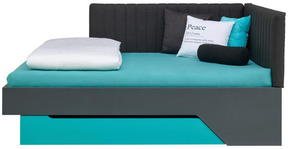 BETT 120/200 cm  in Grau, Türkis  - Türkis/Grau, Design, Holzwerkstoff (120/200cm) - Venda