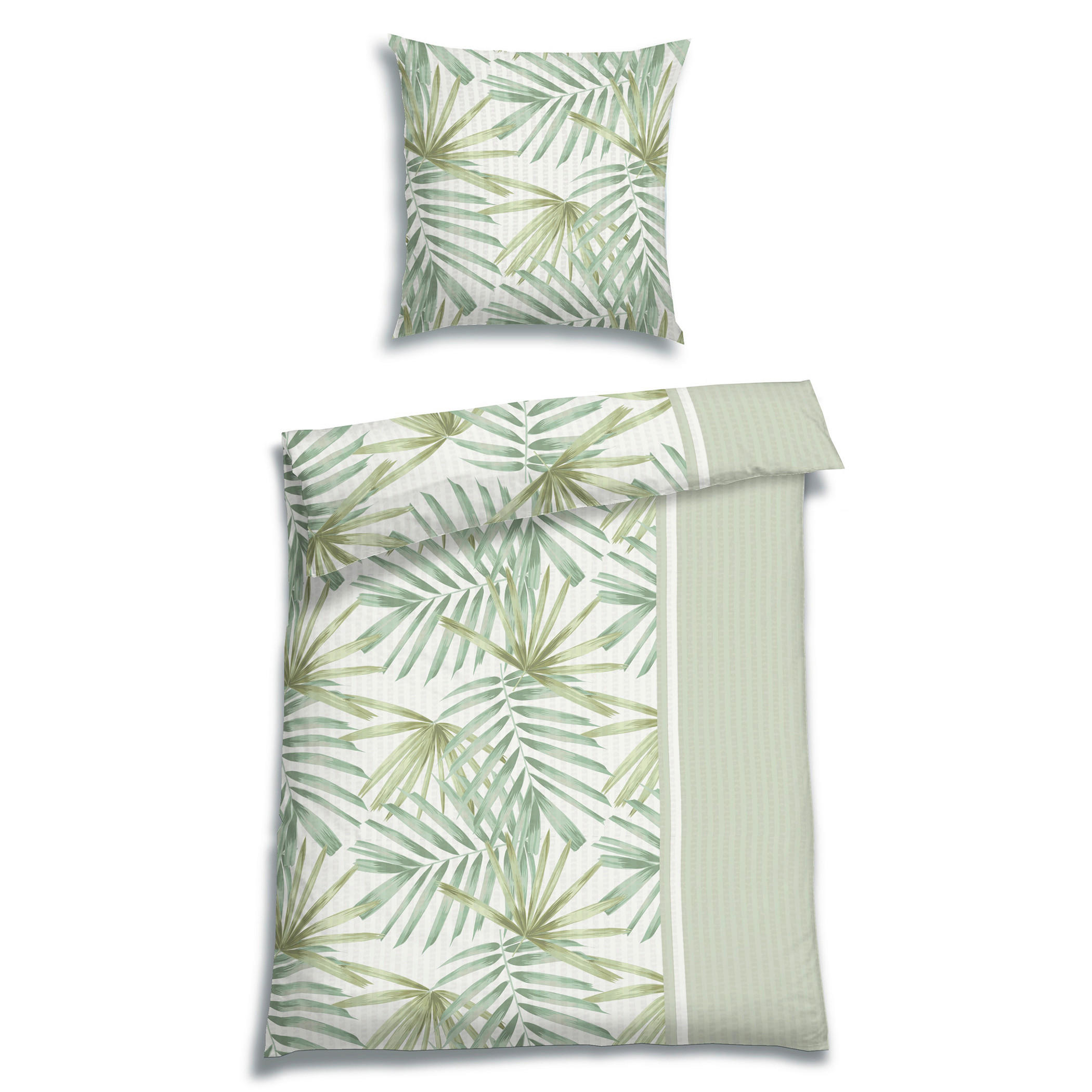 BETTWÄSCHE 2-teilig Seersucker 135/200 cm  - Salbeigrün, Basics, Textil (135/200cm) - Florella