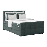 BOXSPRINGBETT 140/200 cm,  in Blaugrau, gepolstertes Kopfteil, Bettkasten, Topper, Matratzen, H4 + H4 = sehr fest  - Blaugrau, KONVENTIONELL, Holz/Holzwerkstoff (140/200cm)