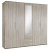 DREHTÜRENSCHRANK 5-türig Eichefarben  - Eichefarben/Alufarben, KONVENTIONELL, Glas/Holzwerkstoff (225/210/58cm) - MID.YOU