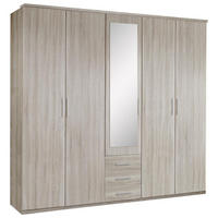 DREHTÜRENSCHRANK in Eichefarben  - Eichefarben/Alufarben, Konventionell, Glas/Holzwerkstoff (225/210/58cm) - MID.YOU