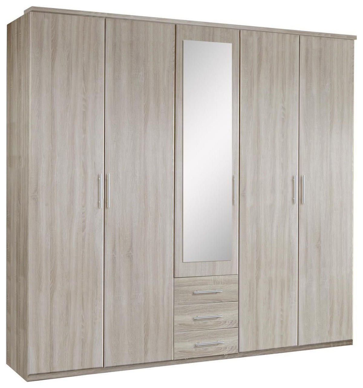 DREHTÜRENSCHRANK in Eichefarben  - Eichefarben/Alufarben, Konventionell, Glas/Holzwerkstoff (225/210/58cm) - MID.YOU