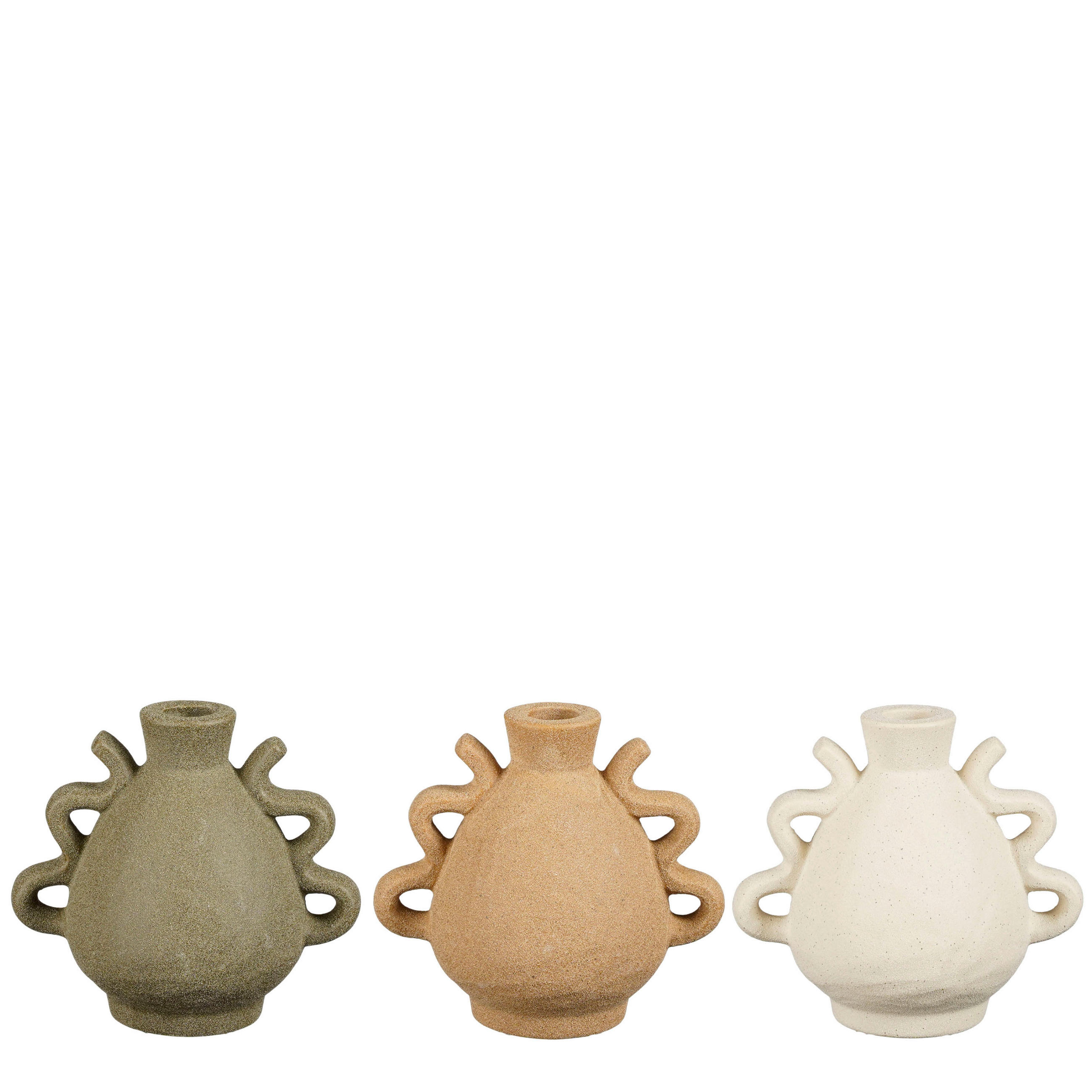 SVEČNIK - bela/temno zelena, Basics, keramika (15/10.5/13.5cm)