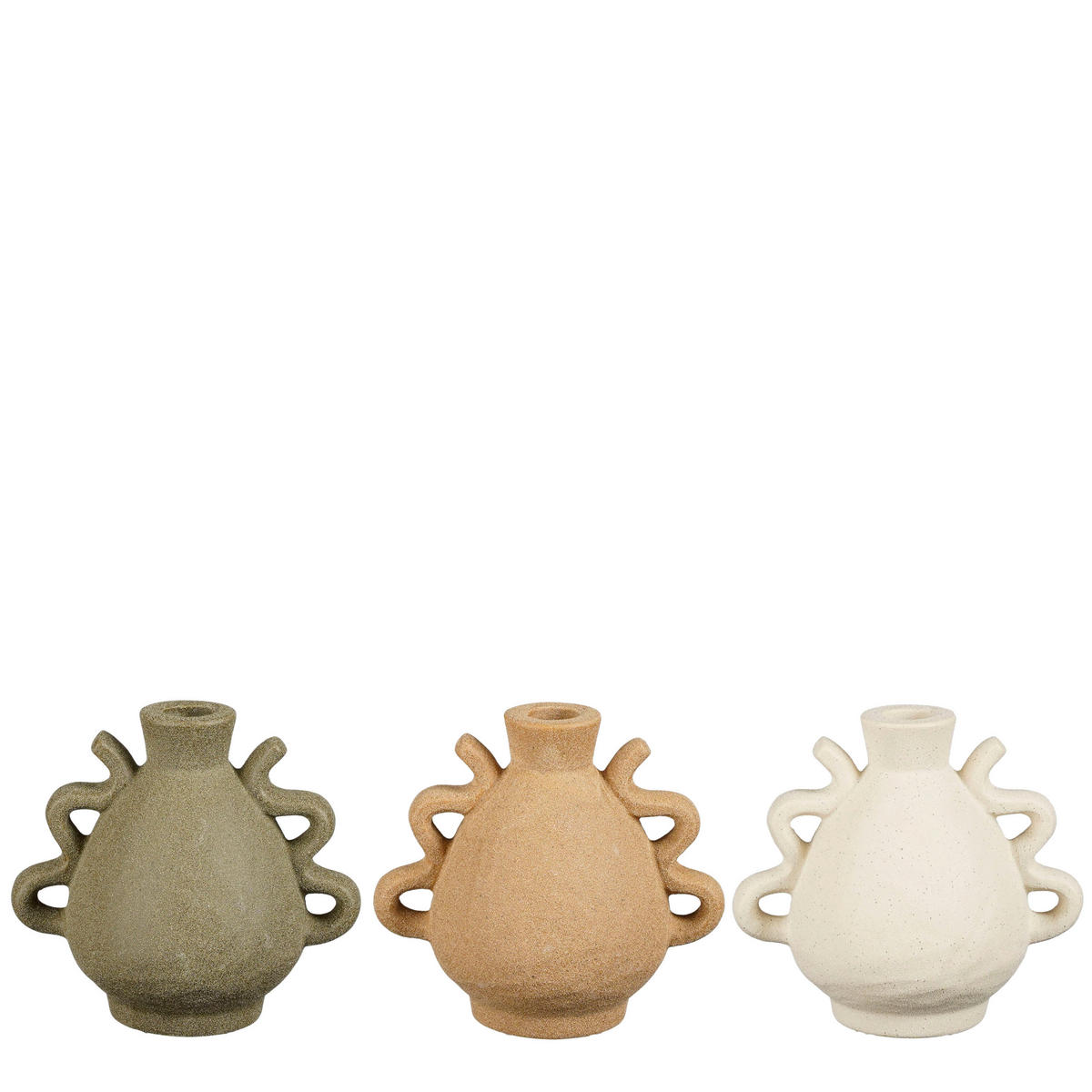 SVEČNIK - bela/temno zelena, Basics, keramika (15/10.5/13.5cm)