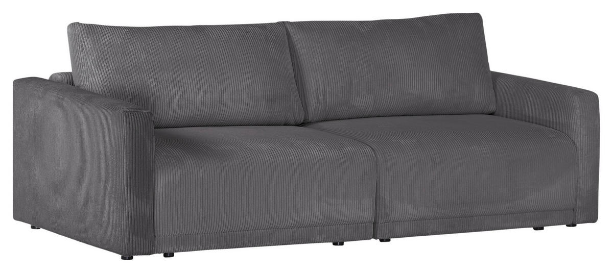 2,5-SITZER in Cord Dunkelgrau  - Dunkelgrau/Schwarz, Design, Kunststoff/Textil (240/70/125cm) - Xora