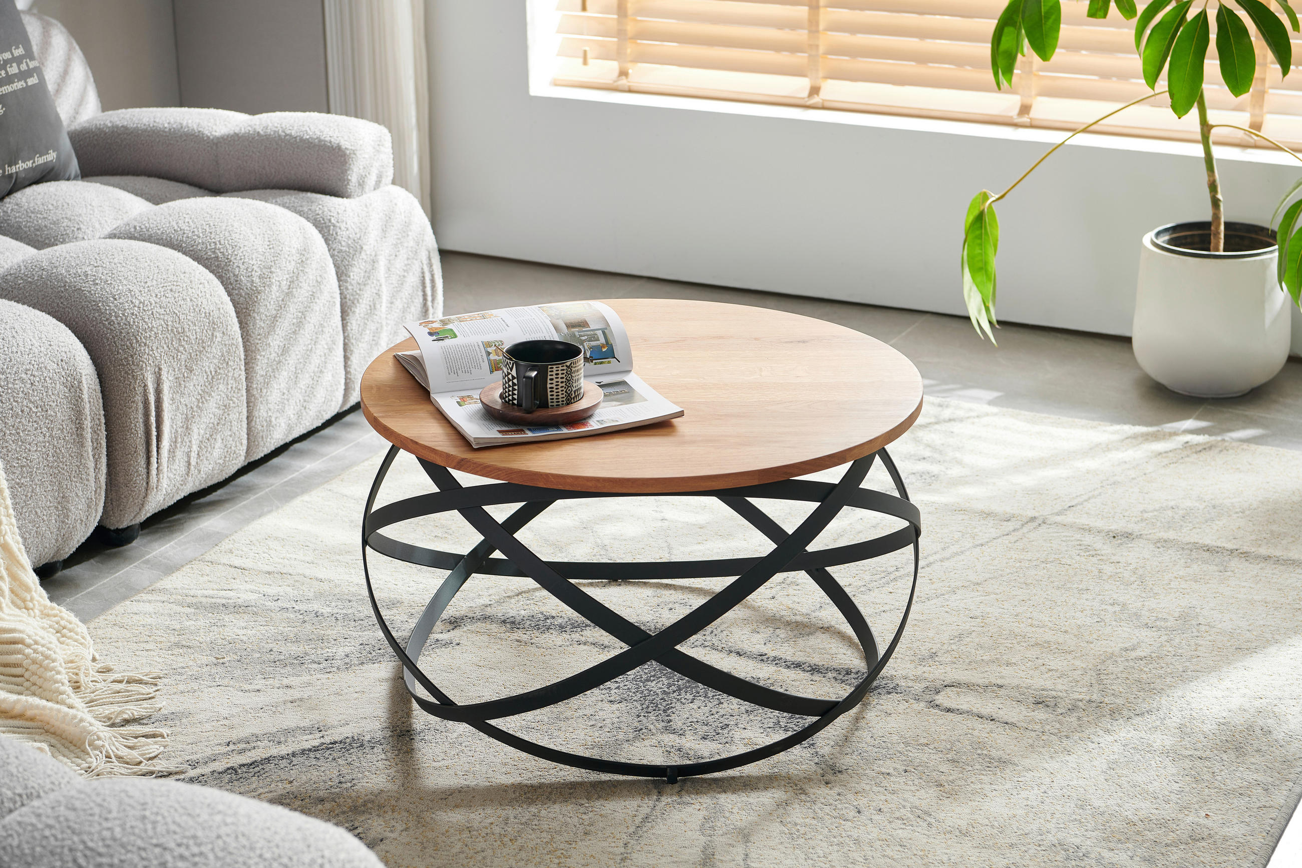 COUCHTISCH in Holz, Metall  - Schwarz/Naturfarben, Design, Holz/Metall (70/40/70cm) - Livetastic