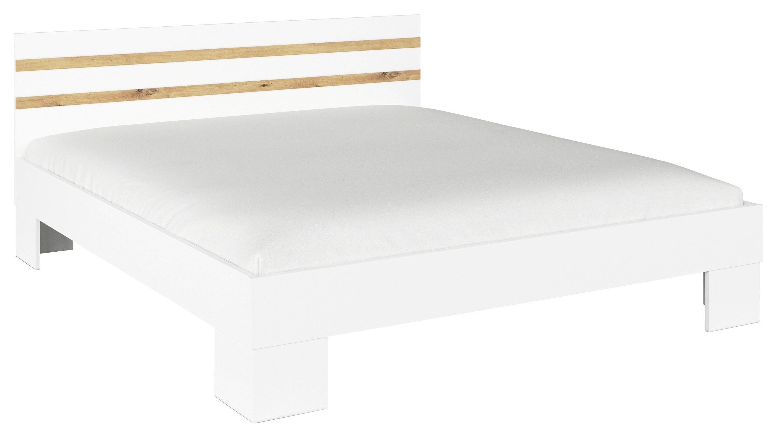 BETT 180/200 cm,  in Weiß, Eiche Artisan,  - Weiß/Eiche Artisan, KONVENTIONELL (180/200cm)