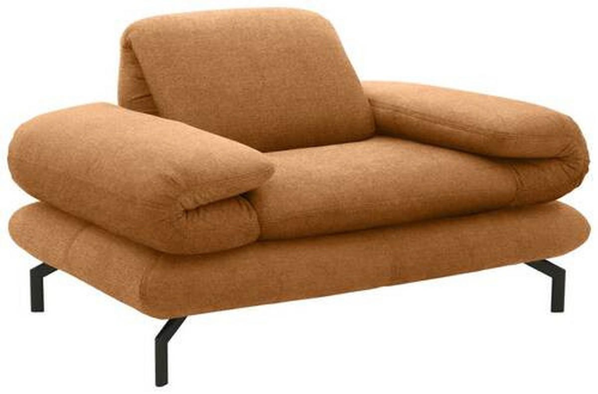 SESSEL Webstoff Messingfarben    - Messingfarben/Schwarz, Design, Textil/Metall (139/83/98cm) - LOOKS by W.Joop