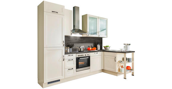 ECKKÜCHE 285/163 cm  in Magnolie  - Edelstahlfarben/Magnolie, KONVENTIONELL, Glas/Holzwerkstoff (285/163cm) - Xora