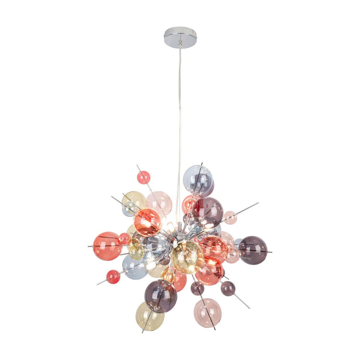 HÄNGELEUCHTE EXPLOSION 65/193 cm   - Chromfarben/Multicolor, Design, Glas/Metall (65/193cm) - Näve