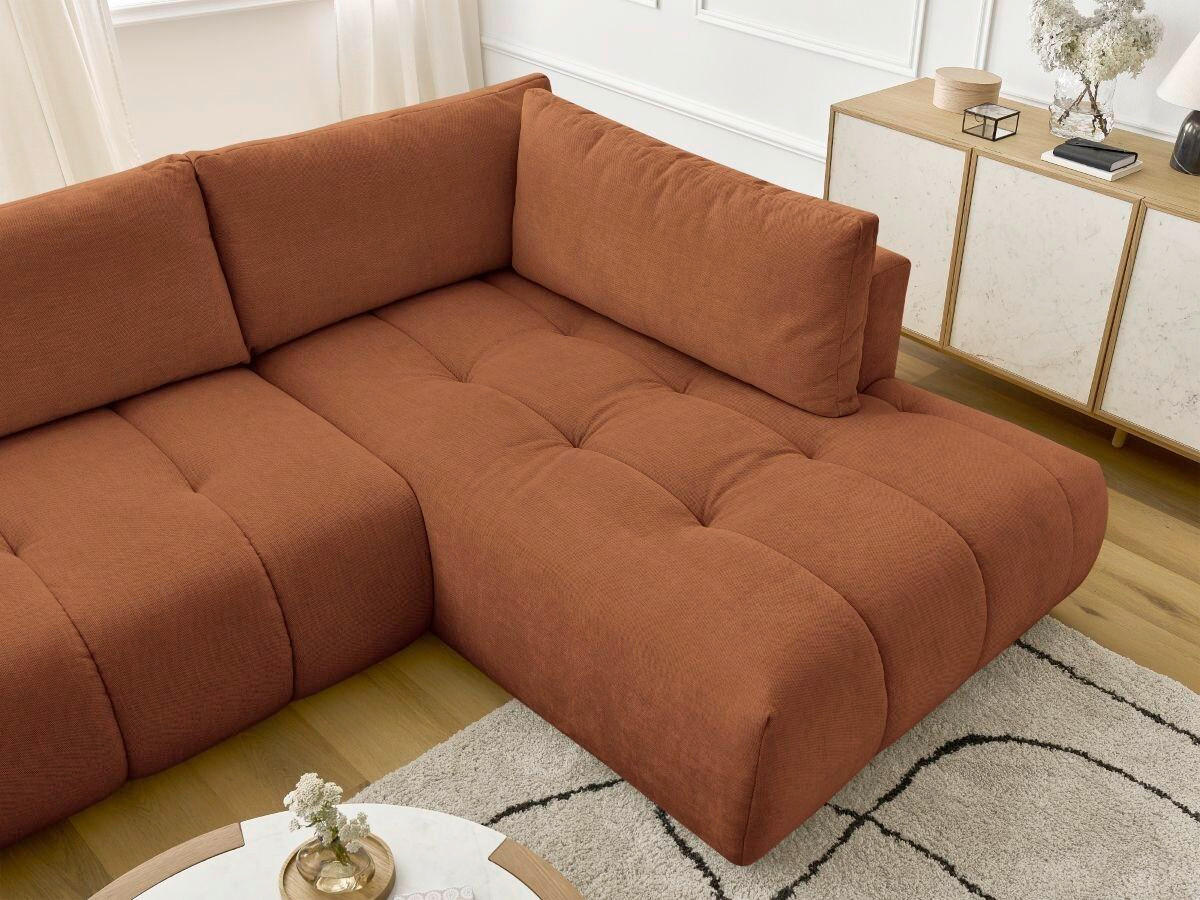 WOHNLANDSCHAFT  FUJI  Orange Leinenoptik  - Schwarz/Orange, MODERN, Kunststoff/Textil (160/377/204cm)