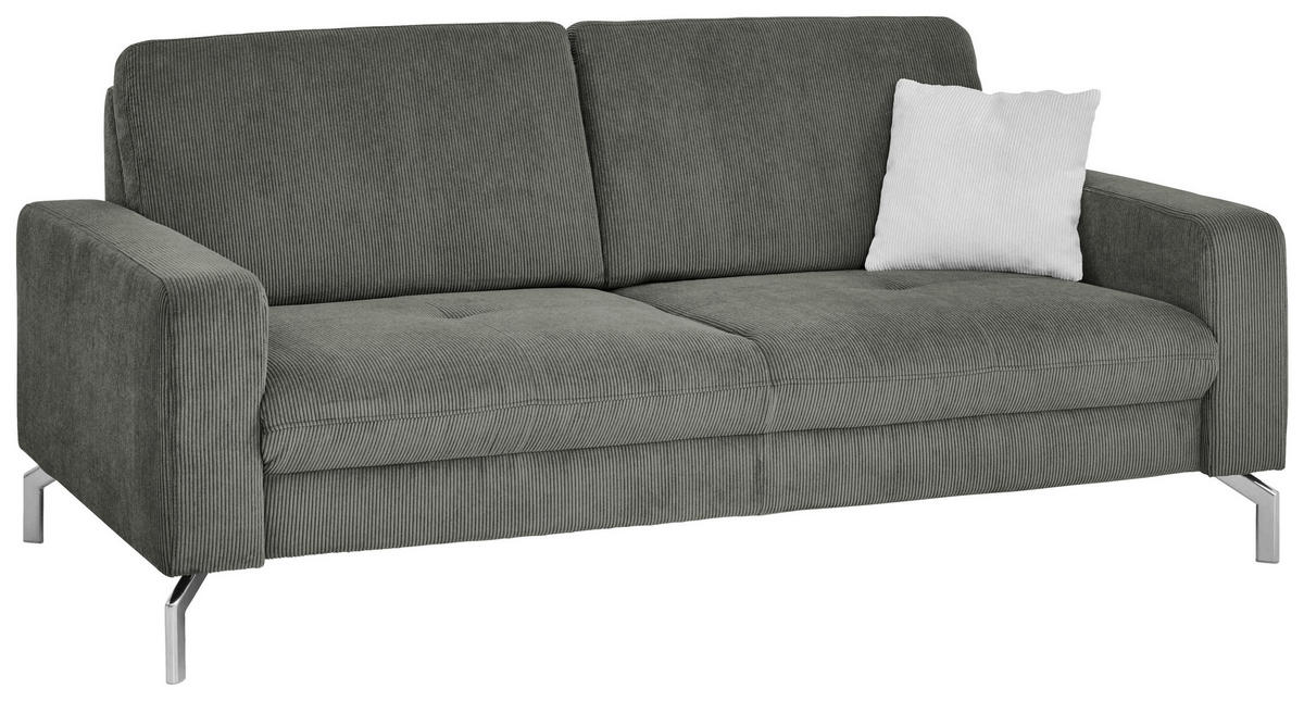 3-SITZER-SOFA Feincord Grau  - Chromfarben/Grau, Design, Textil/Metall (194/87/105cm) - Beldomo Style