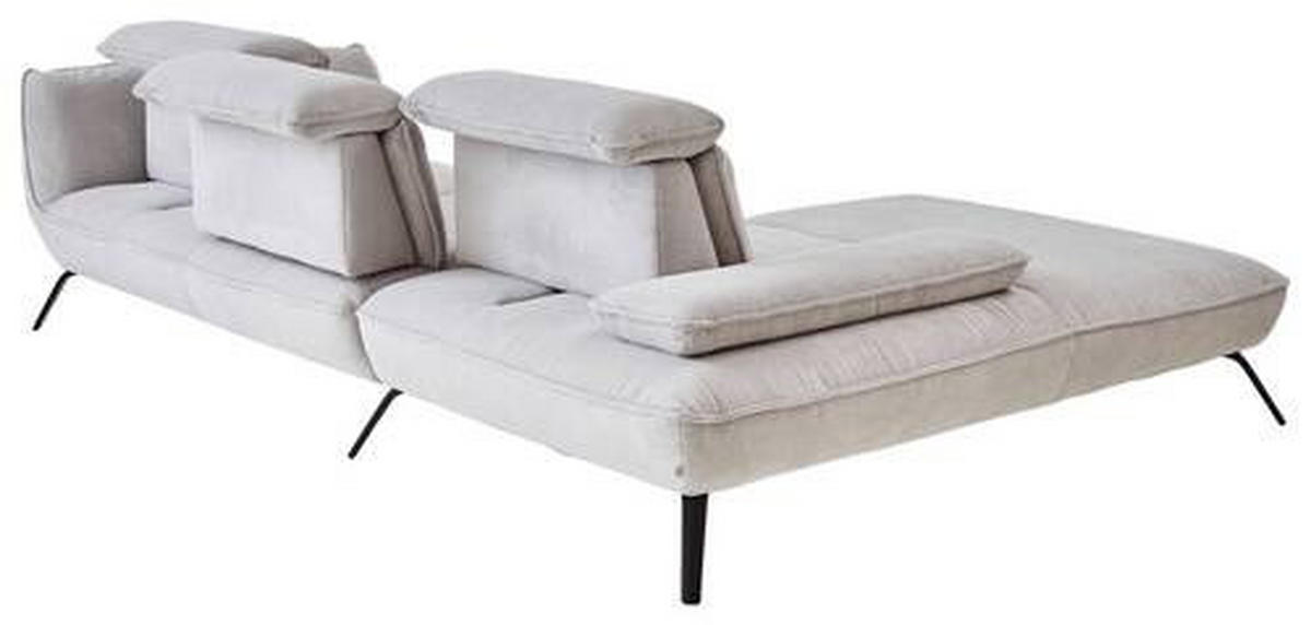 ECKSOFA in Cord Hellgrau  - Hellgrau/Schwarz, Design, Textil/Metall (301/202cm) - Moderano