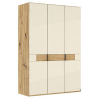 DREHTÜRENSCHRANK 150/216/58 cm,  in Champagner, Eiche Bianco, 3 Tür(en)  - Schieferfarben/Eiche Bianco, Design, Glas/Holz (150/216/58cm) - Musterring
