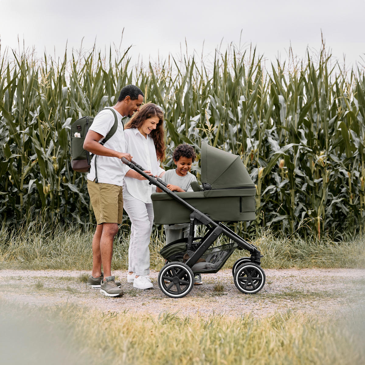 KINDERWAGENSET  Salsa 5 Air Frühjahrs-Set  Avocado  - Schwarz/Olivgrün, Basics, Textil/Metall (63/118/95,5cm) - ABC Design