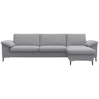 ECKSOFA Hellgrau Flachgewebe  - Hellgrau/Schwarz, Design, Textil/Metall (274/159cm) - Livetastic