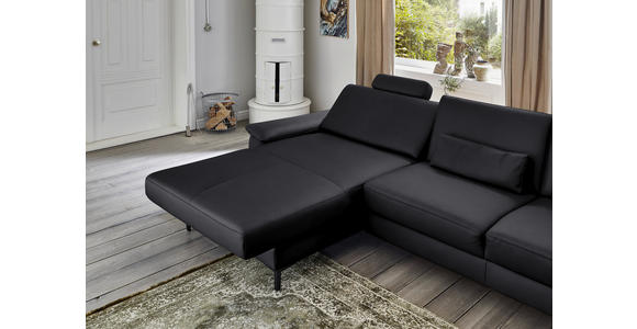 ECKSOFA in Echtleder Anthrazit 176/334 cm - Anthrazit/Schwarz, Design, Leder/Metall (176/334cm) - Dieter Knoll