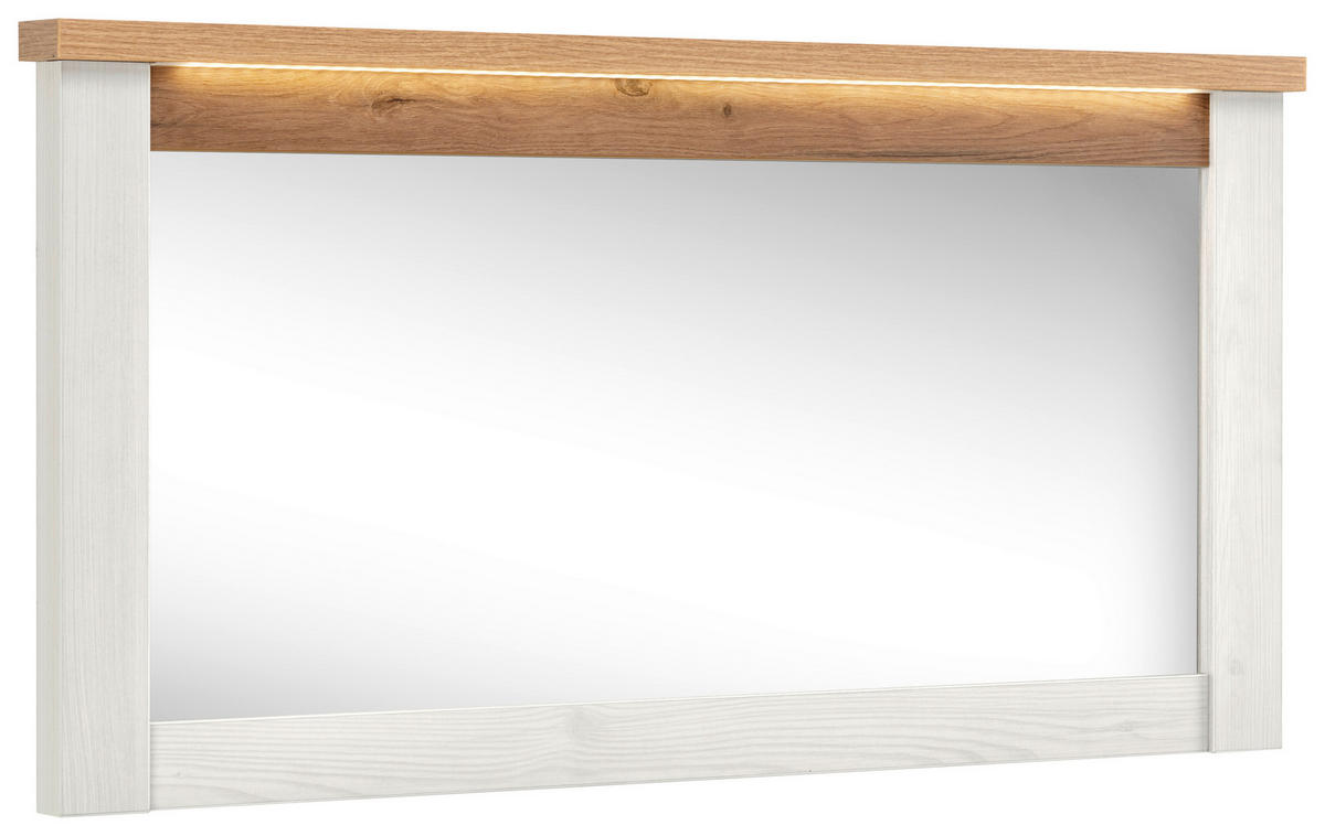 NÁSTĚNNÉ ZRCADLO 110/55/6 cm  - bílá/barvy dubu, Basics, kompozitní dřevo (110/55/6cm) - Landscape