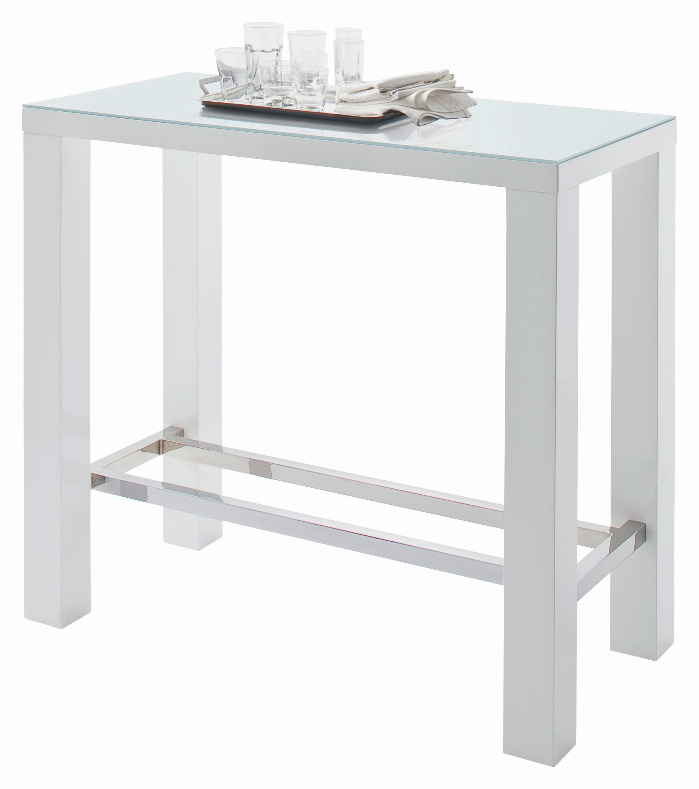 BAROVÝ STŮL, bílá, 120/60/107 cm - bílá, Design, kov/kompozitní dřevo (120/60/107cm) - Carryhome