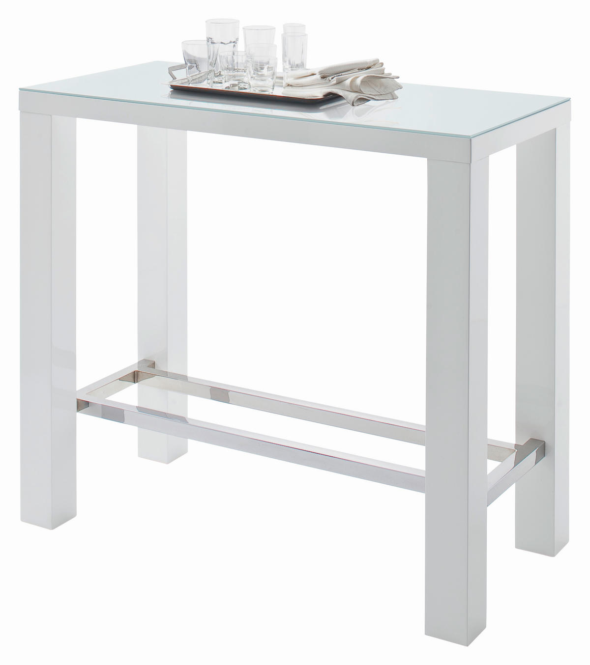 BAROVÝ STÔL, biela, 120/60/107 cm - biela, Design, kov/kompozitné drevo (120/60/107cm) - Carryhome