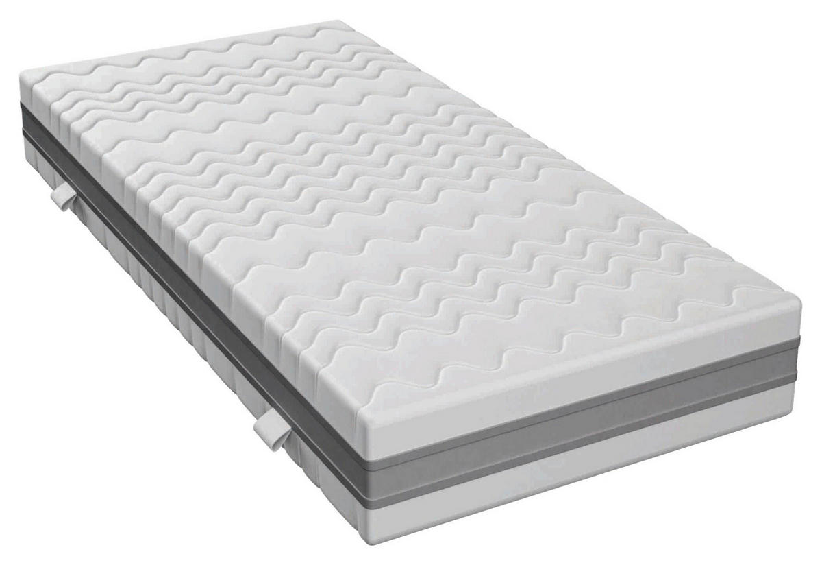 TASCHENFEDERKERNMATRATZE 180/200 cm, Höhe ca.: 25 cm, H3 = fest,  - Weiß, Basics, Textil (180/200cm) - Boxxx