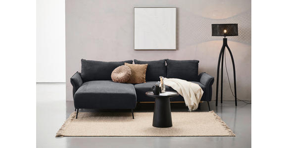 ECKSOFA in Chenille Schwarz  - Schwarz, KONVENTIONELL, Textil/Metall (164/255cm) - Carryhome