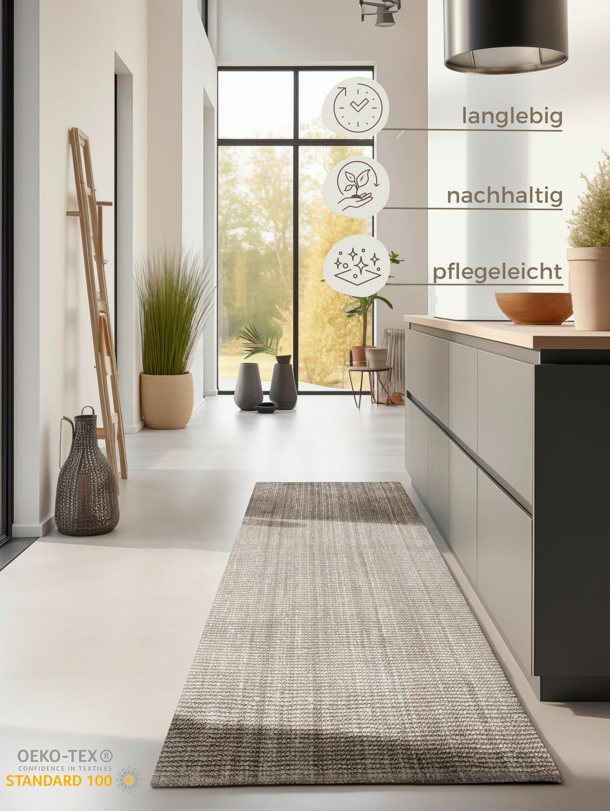 LÄUFER 80/200 cm Bouclé Greige  - Greige, Basics, Textil (80/200cm) - Linea Natura