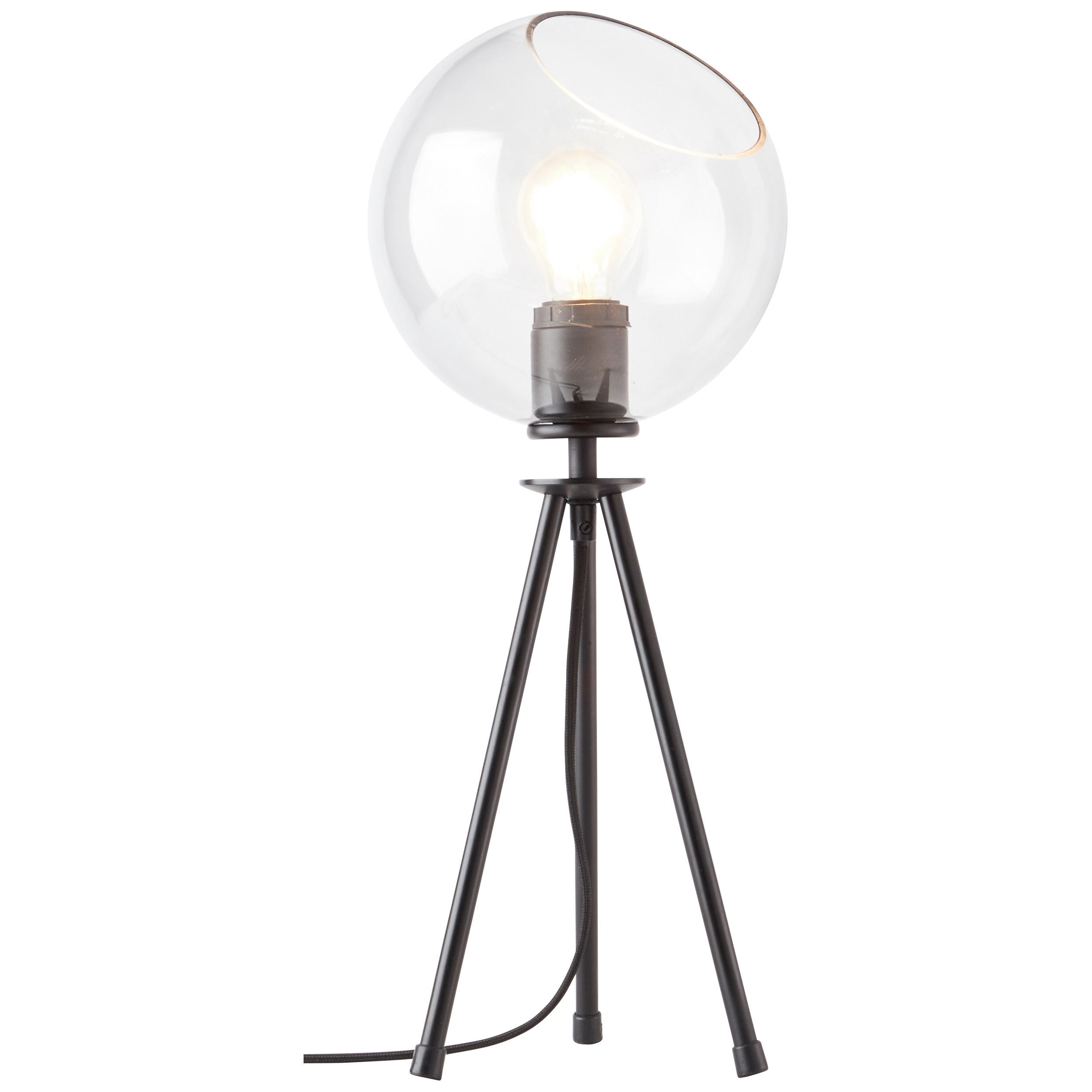 TISCHLEUCHTE AFTON 20/50 cm   - Transparent/Schwarz, Design, Glas/Metall (20/50cm)