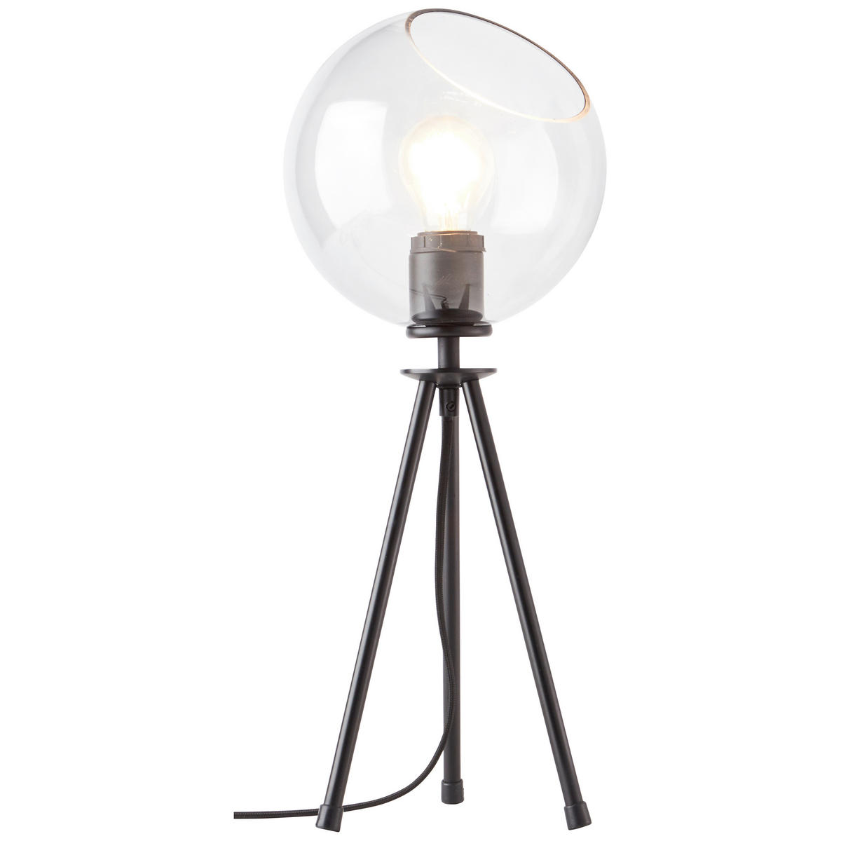 TISCHLEUCHTE AFTON 20/50 cm   - Transparent/Schwarz, Design, Glas/Metall (20/50cm)