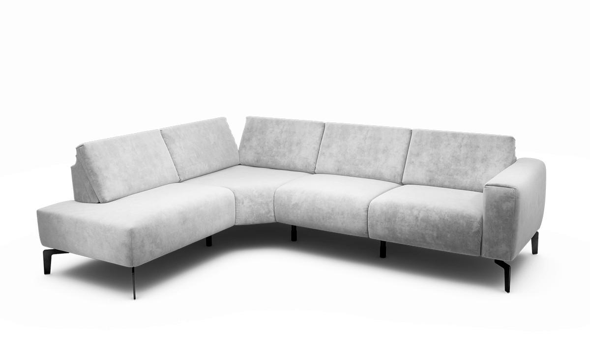 ECKSOFA in Samt Hellgrau  193/256 cm  - Hellgrau/Schwarz, Design, Textil/Metall (193/256cm) - SENSOO