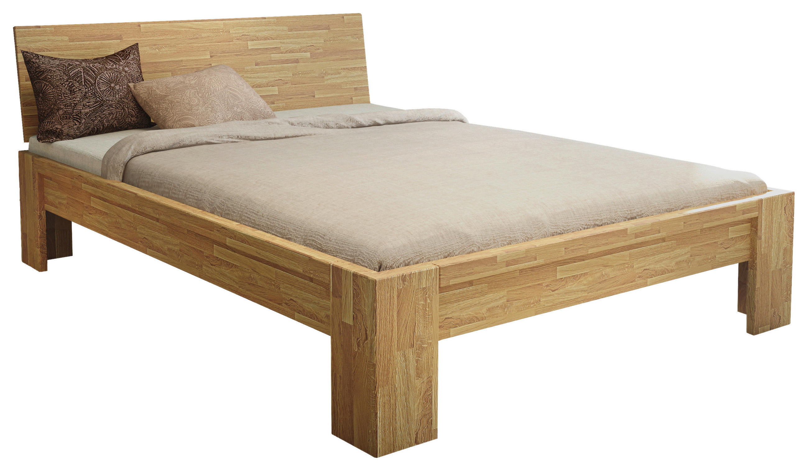 BETT Eiche massiv 140/200 cm Eichefarben  - Eichefarben, Basics, Holz (140/200cm) - Livetastic