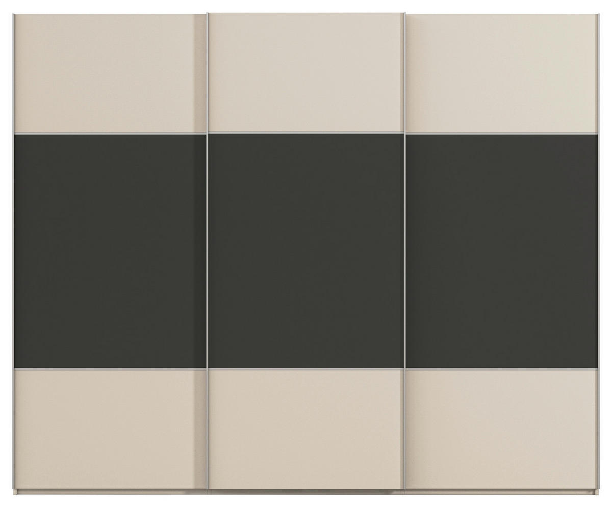 SCHWEBETÜRENSCHRANK 271/223/68 cm 3-türig Graphitfarben, Champagner  - Champagner/Alufarben, KONVENTIONELL, Holzwerkstoff/Metall (271/223/68cm) - Novel