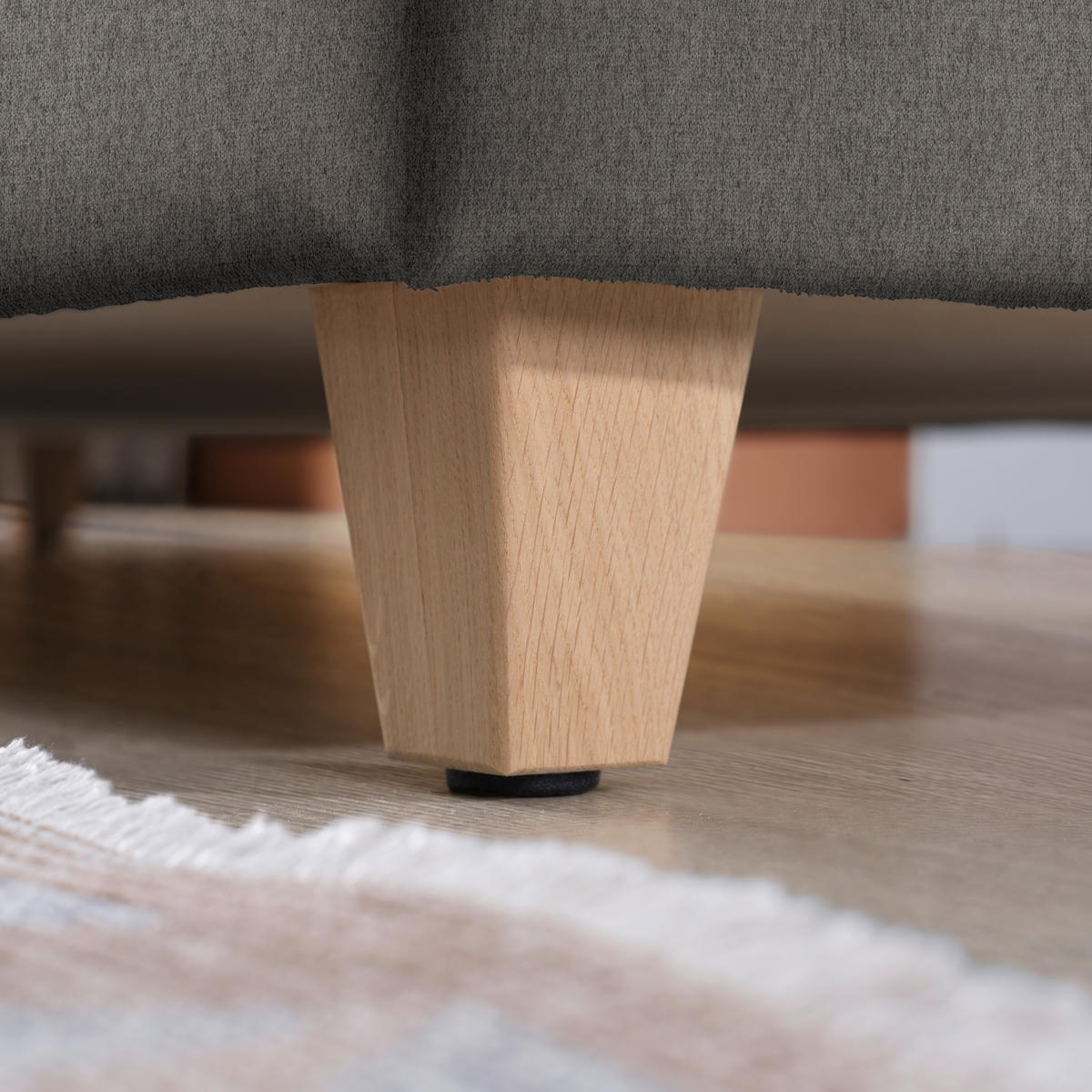 ECKSOFA in Flachgewebe Schlammfarben  261/203 cm  - Schlammfarben/Eichefarben, KONVENTIONELL, Holz/Textil (261/203cm) - Sedda