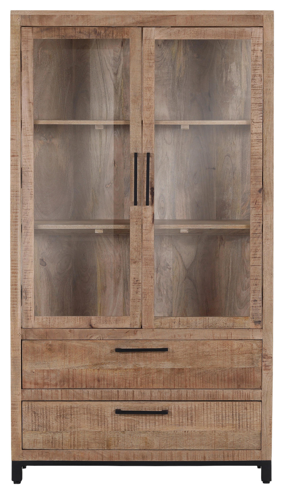 VITRINE  in massiv Mangoholz Naturfarben, Schwarz  - Schwarz/Naturfarben, Design, Glas/Holz (100/178/40cm) - Landscape