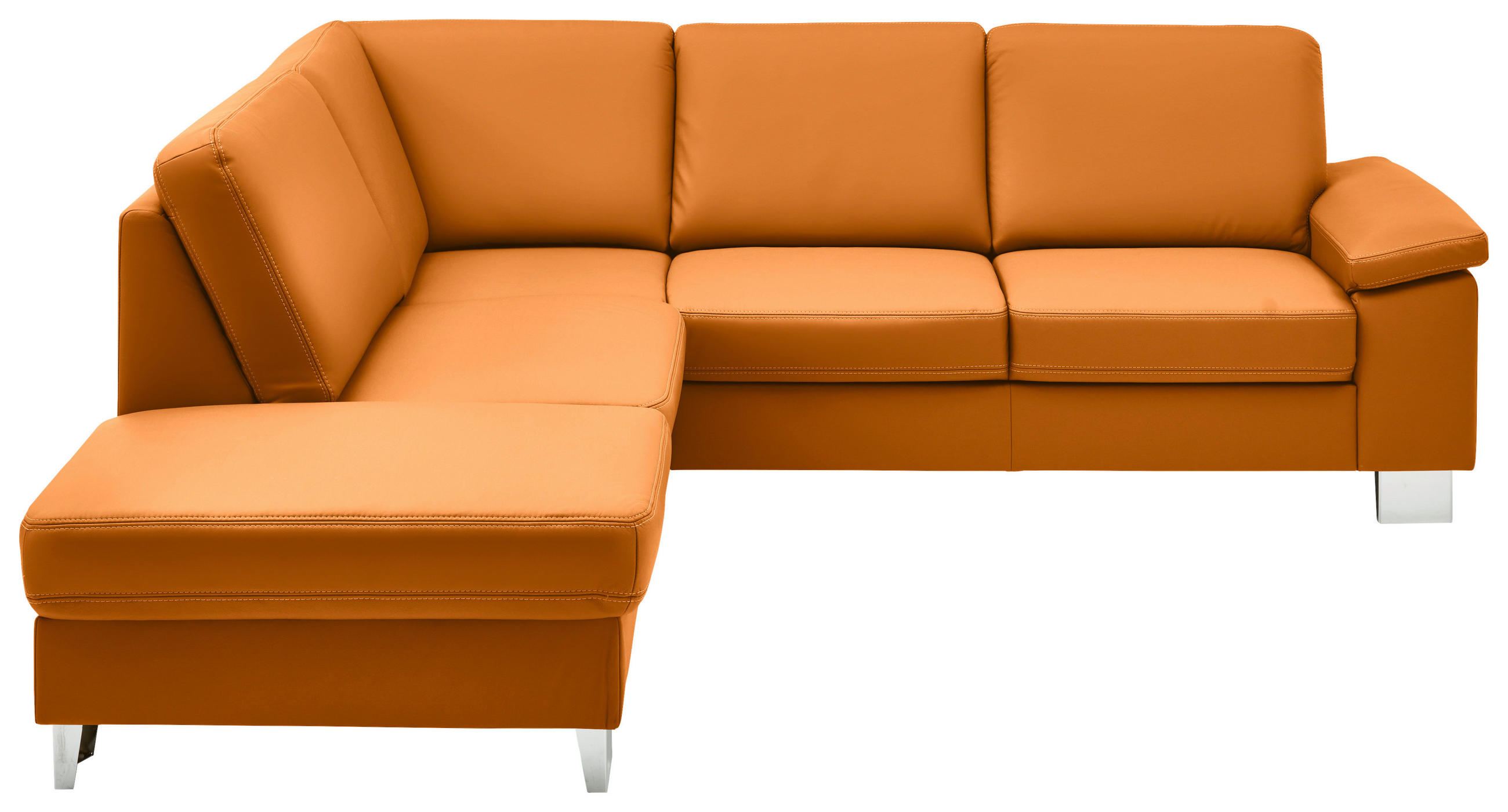 ECKSOFA  in Echtleder Currygelb  235/248 cm  - Currygelb/Alufarben, Design, Leder/Metall (235/248cm) - Beldomo Premium