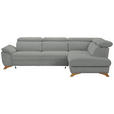 ECKSOFA in Flachgewebe Hellgrau  287/212 cm  - Eichefarben/Hellgrau, MODERN, Holz/Textil (287/212cm) - Valnatura