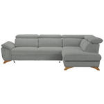 ECKSOFA MERCURY Hellgrau Flachgewebe  - Eichefarben/Hellgrau, MODERN, Holz/Textil (287/212cm) - Valnatura